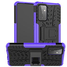 Coque Contour Silicone et Plastique Housse Etui Mat avec Support J02X pour Samsung Galaxy A72 5G Violet