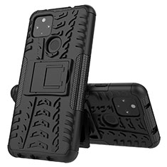 Coque Contour Silicone et Plastique Housse Etui Mat avec Support JX1 pour Google Pixel 5 XL 5G Noir