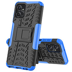 Coque Contour Silicone et Plastique Housse Etui Mat avec Support JX1 pour Motorola Moto G Power 5G (2023) Bleu