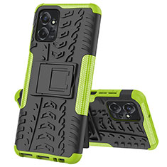 Coque Contour Silicone et Plastique Housse Etui Mat avec Support JX1 pour Motorola Moto G Power 5G (2023) Vert