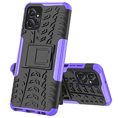 Coque Contour Silicone et Plastique Housse Etui Mat avec Support JX1 pour Motorola Moto G Power 5G (2023) Violet