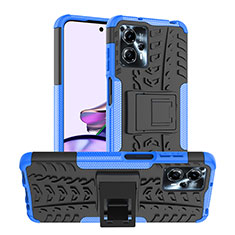 Coque Contour Silicone et Plastique Housse Etui Mat avec Support JX1 pour Motorola Moto G13 Bleu