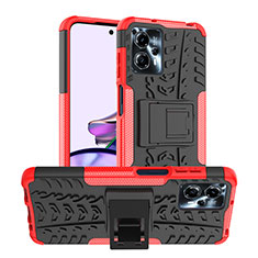 Coque Contour Silicone et Plastique Housse Etui Mat avec Support JX1 pour Motorola Moto G13 Rouge