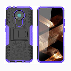 Coque Contour Silicone et Plastique Housse Etui Mat avec Support JX1 pour Nokia 3.4 Violet