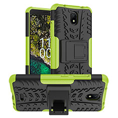 Coque Contour Silicone et Plastique Housse Etui Mat avec Support JX1 pour Nokia C100 Vert