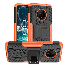 Coque Contour Silicone et Plastique Housse Etui Mat avec Support JX1 pour Nokia C200 Orange