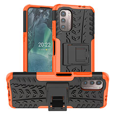 Coque Contour Silicone et Plastique Housse Etui Mat avec Support JX1 pour Nokia G11 Orange