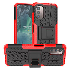 Coque Contour Silicone et Plastique Housse Etui Mat avec Support JX1 pour Nokia G11 Rouge