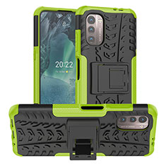 Coque Contour Silicone et Plastique Housse Etui Mat avec Support JX1 pour Nokia G11 Vert