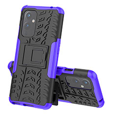 Coque Contour Silicone et Plastique Housse Etui Mat avec Support JX1 pour OnePlus 9 5G Violet