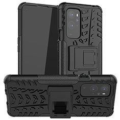 Coque Contour Silicone et Plastique Housse Etui Mat avec Support JX1 pour OnePlus 9 Pro 5G Noir