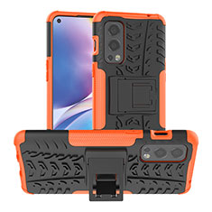 Coque Contour Silicone et Plastique Housse Etui Mat avec Support JX1 pour OnePlus Nord 2 5G Orange