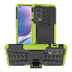 Coque Contour Silicone et Plastique Housse Etui Mat avec Support JX1 pour OnePlus Nord 2 5G Vert