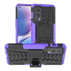 Coque Contour Silicone et Plastique Housse Etui Mat avec Support JX1 pour OnePlus Nord 2 5G Violet