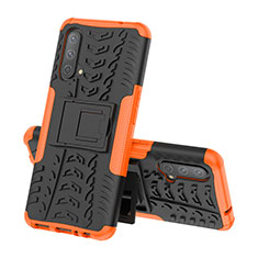 Coque Contour Silicone et Plastique Housse Etui Mat avec Support JX1 pour OnePlus Nord CE 5G Orange