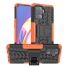 Coque Contour Silicone et Plastique Housse Etui Mat avec Support JX1 pour Oppo A94 4G Orange