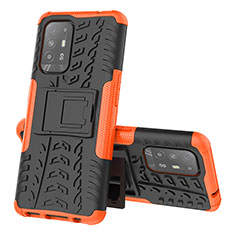 Coque Contour Silicone et Plastique Housse Etui Mat avec Support JX1 pour Oppo A94 5G Orange