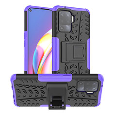 Coque Contour Silicone et Plastique Housse Etui Mat avec Support JX1 pour Oppo F19 Pro Violet