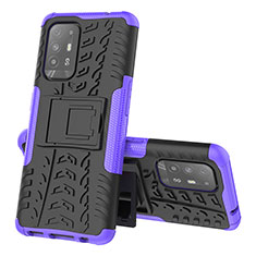 Coque Contour Silicone et Plastique Housse Etui Mat avec Support JX1 pour Oppo Reno5 Z 5G Violet