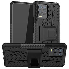 Coque Contour Silicone et Plastique Housse Etui Mat avec Support JX1 pour Realme 8 4G Noir