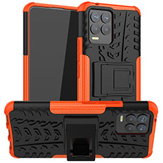 Coque Contour Silicone et Plastique Housse Etui Mat avec Support JX1 pour Realme 8 4G Orange