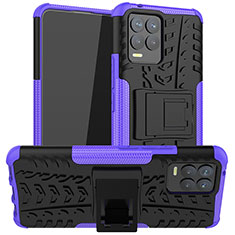 Coque Contour Silicone et Plastique Housse Etui Mat avec Support JX1 pour Realme 8 4G Violet