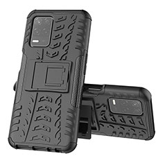 Coque Contour Silicone et Plastique Housse Etui Mat avec Support JX1 pour Realme 8 5G Noir