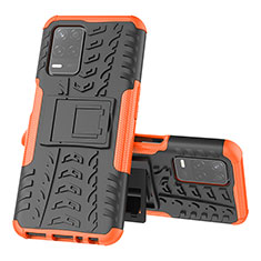 Coque Contour Silicone et Plastique Housse Etui Mat avec Support JX1 pour Realme 8 5G Orange