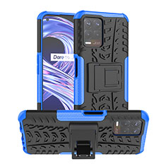 Coque Contour Silicone et Plastique Housse Etui Mat avec Support JX1 pour Realme 8i Bleu