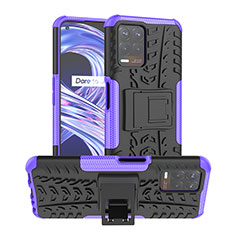 Coque Contour Silicone et Plastique Housse Etui Mat avec Support JX1 pour Realme 8i Violet