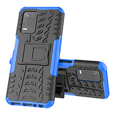 Coque Contour Silicone et Plastique Housse Etui Mat avec Support JX1 pour Realme 8s 5G Bleu