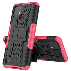 Coque Contour Silicone et Plastique Housse Etui Mat avec Support JX1 pour Realme C11 (2021) Rose Rouge