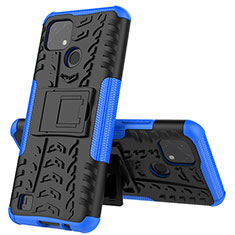 Coque Contour Silicone et Plastique Housse Etui Mat avec Support JX1 pour Realme C20 Bleu