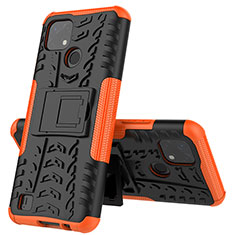 Coque Contour Silicone et Plastique Housse Etui Mat avec Support JX1 pour Realme C20 Orange