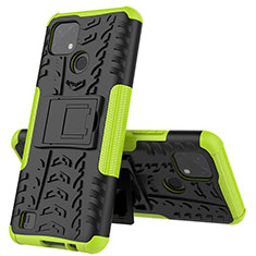 Coque Contour Silicone et Plastique Housse Etui Mat avec Support JX1 pour Realme C20 Vert