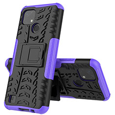 Coque Contour Silicone et Plastique Housse Etui Mat avec Support JX1 pour Realme C20 Violet