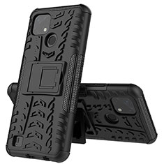 Coque Contour Silicone et Plastique Housse Etui Mat avec Support JX1 pour Realme C21 Noir