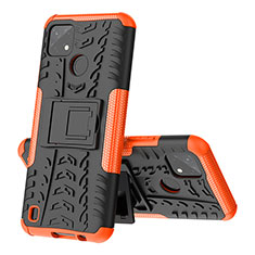 Coque Contour Silicone et Plastique Housse Etui Mat avec Support JX1 pour Realme C21Y Orange