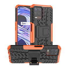 Coque Contour Silicone et Plastique Housse Etui Mat avec Support JX1 pour Realme Narzo 50 4G Orange