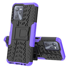 Coque Contour Silicone et Plastique Housse Etui Mat avec Support JX1 pour Realme Narzo 50A Prime Violet