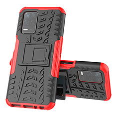 Coque Contour Silicone et Plastique Housse Etui Mat avec Support JX1 pour Realme Q3 5G Rouge