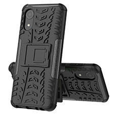 Coque Contour Silicone et Plastique Housse Etui Mat avec Support JX1 pour Samsung Galaxy A03 Core Noir