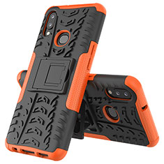 Coque Contour Silicone et Plastique Housse Etui Mat avec Support JX1 pour Samsung Galaxy A10s Orange