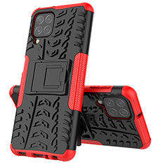 Coque Contour Silicone et Plastique Housse Etui Mat avec Support JX1 pour Samsung Galaxy A22 4G Rouge