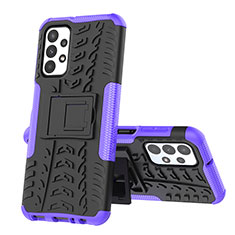 Coque Contour Silicone et Plastique Housse Etui Mat avec Support JX1 pour Samsung Galaxy A23 4G Violet