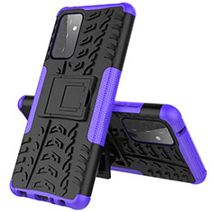 Coque Contour Silicone et Plastique Housse Etui Mat avec Support JX1 pour Samsung Galaxy A72 5G Violet