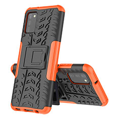 Coque Contour Silicone et Plastique Housse Etui Mat avec Support JX1 pour Samsung Galaxy F02S SM-E025F Orange