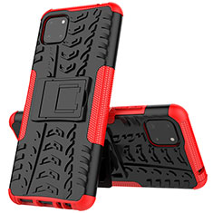 Coque Contour Silicone et Plastique Housse Etui Mat avec Support JX1 pour Samsung Galaxy F42 5G Rouge