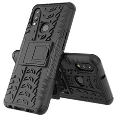 Coque Contour Silicone et Plastique Housse Etui Mat avec Support JX1 pour Samsung Galaxy M01s Noir