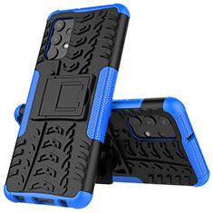 Coque Contour Silicone et Plastique Housse Etui Mat avec Support JX1 pour Samsung Galaxy M32 5G Bleu